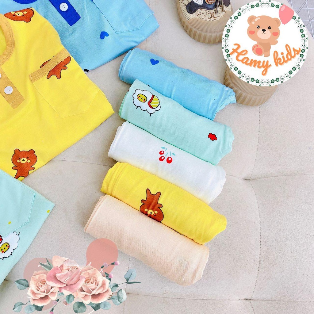 Bộ Minky Mom Chính Hãng Tay Dài Quần Dài Bé Trai Bé Gái Thun Lạnh Cổ Trụ Và Túi Thật Cho Bé 0-5 Tuổi Dưới 20kg-Hamykids