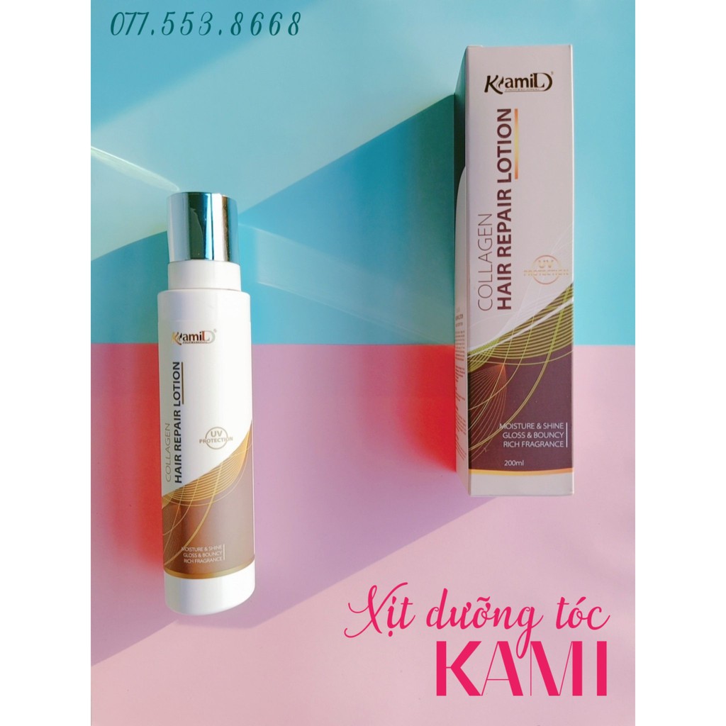 Xịt Dưỡng Tóc Collagen &amp; Keratin Phục Hồi Tóc Hư Tổn Hương Nước Hoa KAMI 200ml