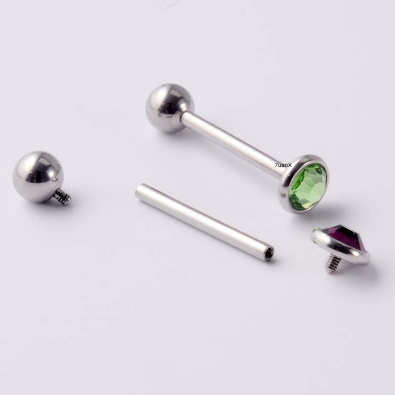 1 Khuyên xỏ lưỡi bằng thép không gỉ đính đá phong cách thời trang cá tính