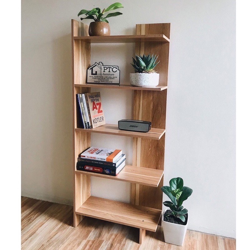Kệ sách gỗ 5 tầng đa năng bằng gỗ cứng cực đẹp