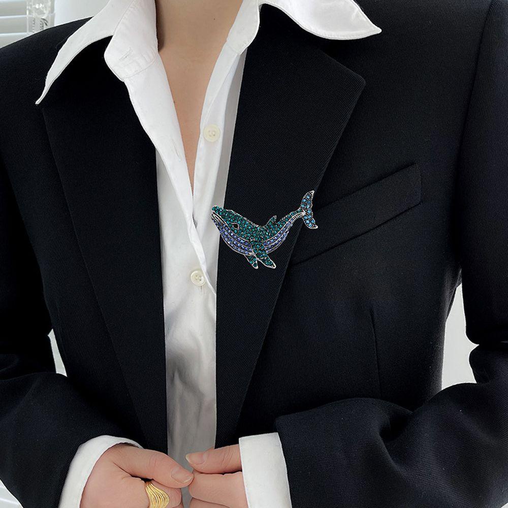 JARRED Trâm Cài Áo Hình Cá Voi Bằng Hợp Kim Đính Đá Phong Cách Hàn Quốc