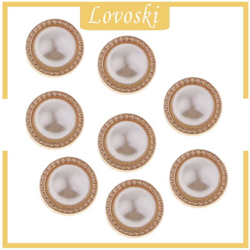 Bộ 8 Nút Áo Tròn Bằng Nhựa Đính Ngọc Trai Giả