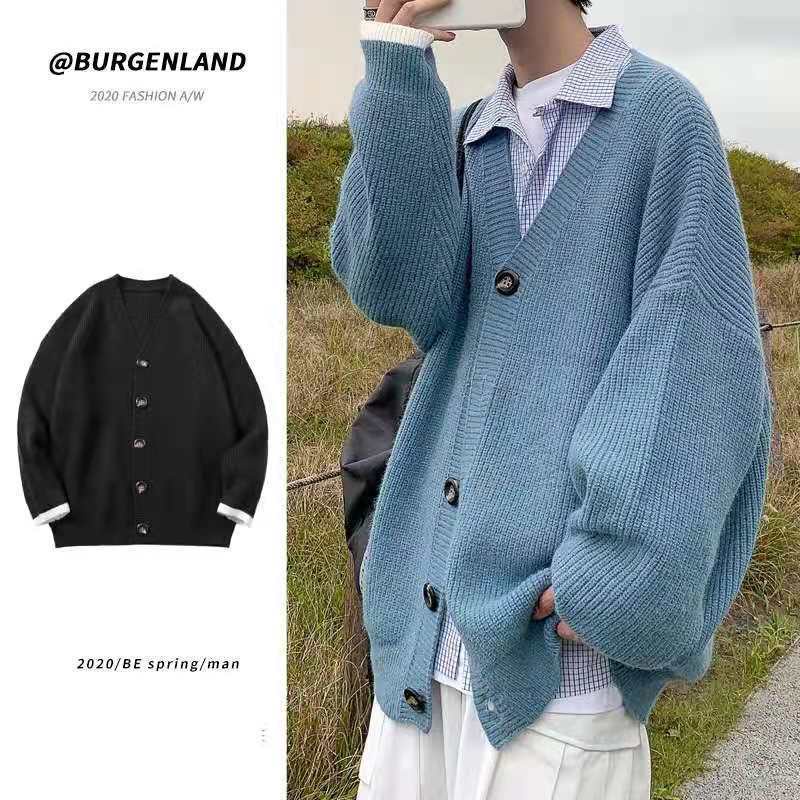 Hàng Mới Về!Áo Khoác Cardigan Dệt Kim Dáng Rộng Phong Cách Hàn Quốc Thời Trang Thu Đông Cho Nam