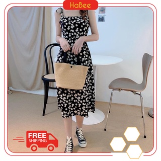 Váy hoa cúc 💖FREESHIP💖Váy 2 dây hoa cúc màu đen siêu xinh đễ thương đi chơi đi học