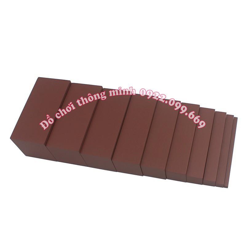 Giáo cụ Montessori - Bộ Thang Nâu Tháp hồng bản gia đình - Phát Triển Kỹ Năng