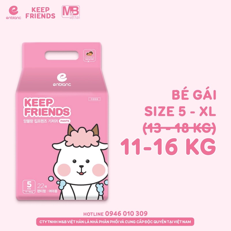 Tã bỉm enblanc keep friend, tã bỉm keep friends nội địa Hàn quốc- mẫu mới 2020 đủ size dán/quần S40,M32,L28,XL24