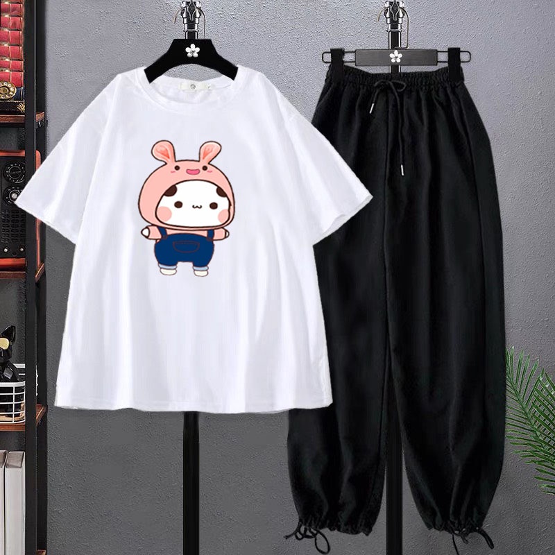 Sét Áo Cậu bé mũ hồng +quần bom chun, Áo thun from rộng, Chất đẹp không xù, quần suông ống rộng, Sét bộ mặc ở nhà - MODY