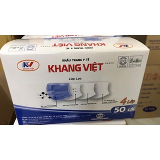 KHẨU TRANG Y TẾ 4 LỚP CAO CẤP KHANG VIỆT (HỘP 50 CÁI ĐỦ MÀU)