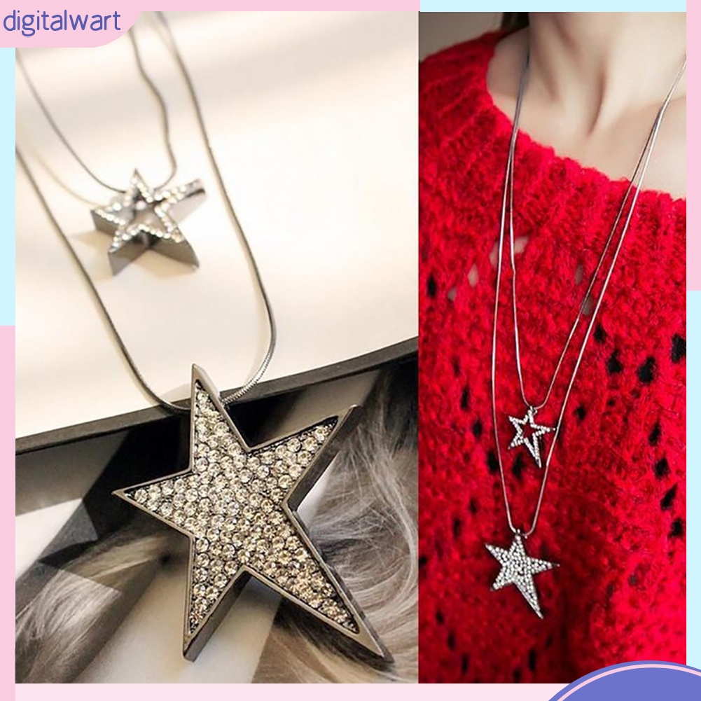 Dây chuyền mặt ngôi sao nhiều lớp đính đá pha lê