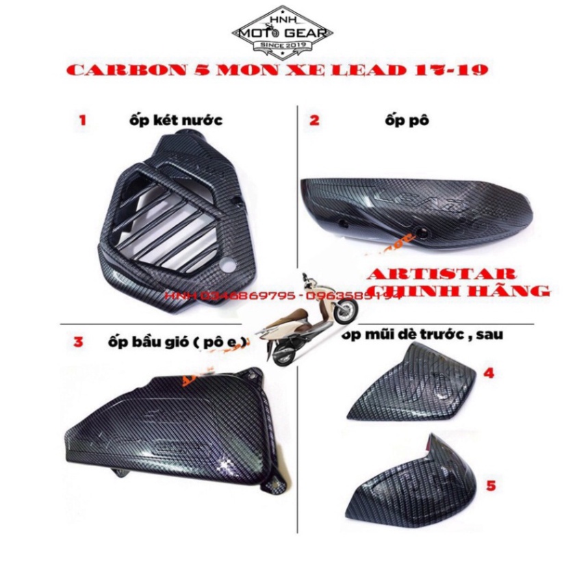 Ốp Carbon Cho Honda Lead 2017 - 2019 Bộ 5 Món