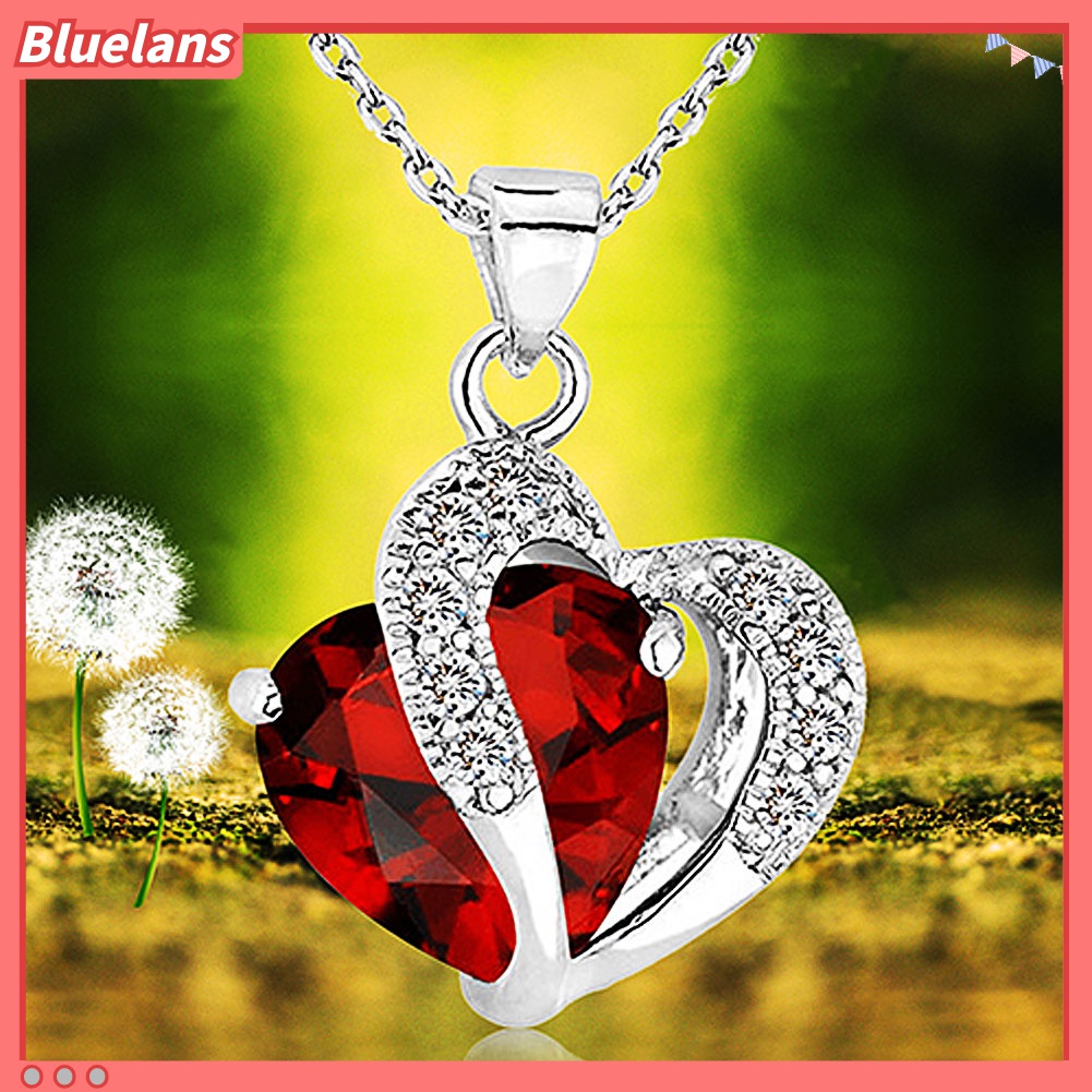 Dây chuyền hợp kim mặt hình trái tim khảm đá màu thanh lịch cho nữ