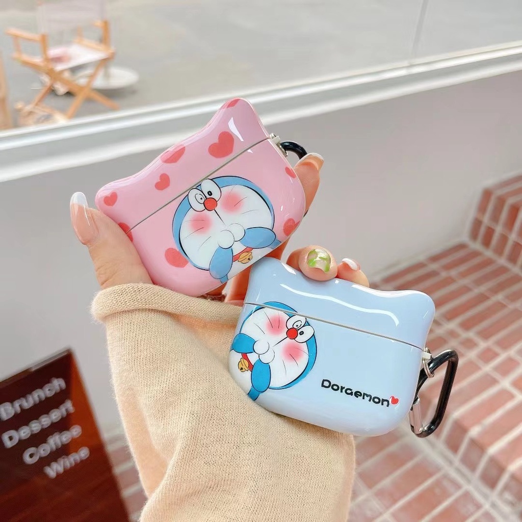 Vỏ bảo vệ hộp sạc tai nghe bluetooth bằng TPU chống thất lạc hình Doraemon thích hợp cho Apple Airpods 1 / 2 Pro