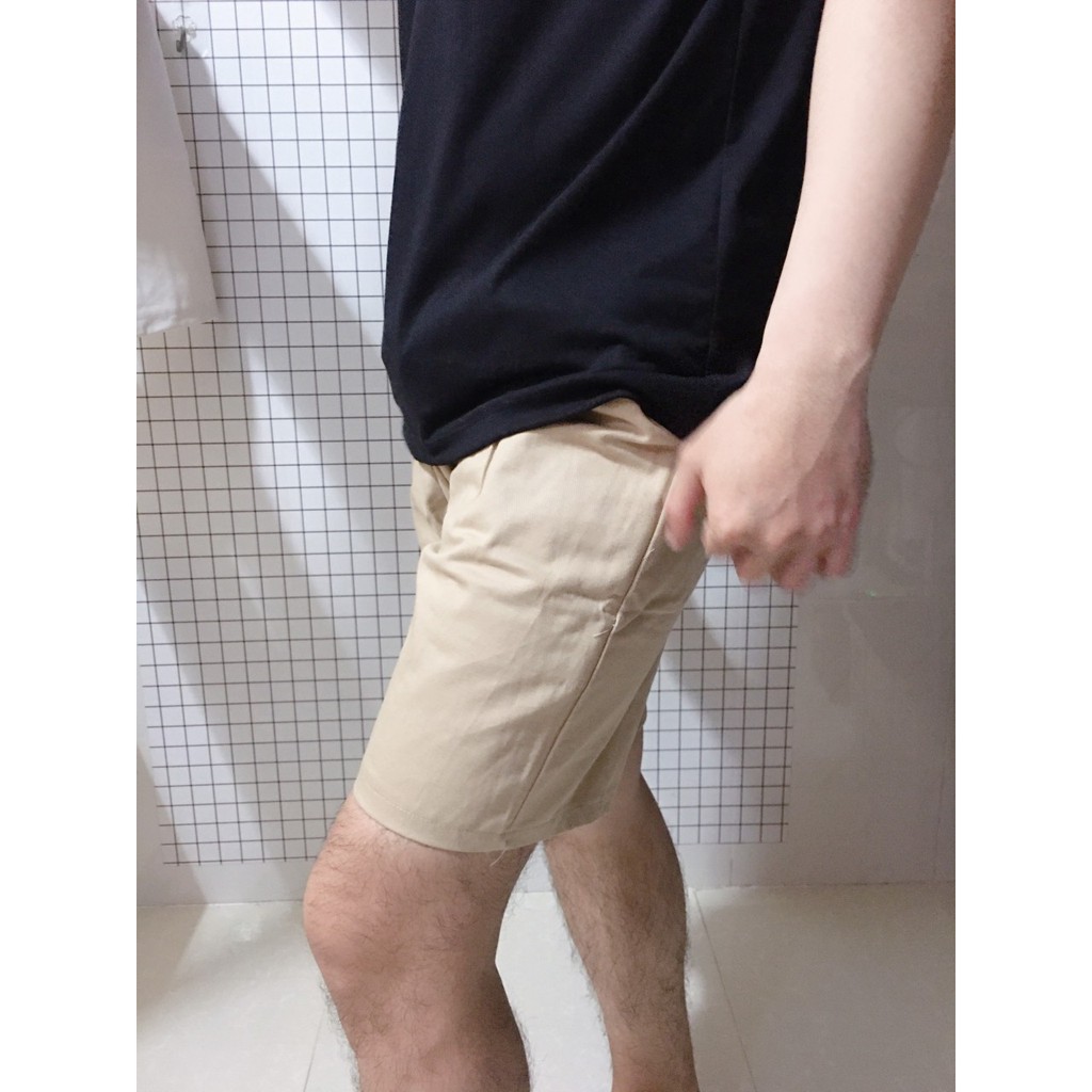 Quần Short Kaki Basic Unisex Nam Nữ màu đen be trơn và màu trắng