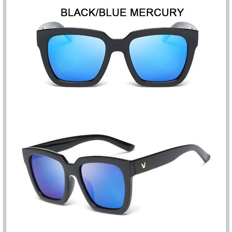 Hàng Có Sẵn Kính Mát Vuông Chống Tia UV Thiết Kế Logo Vàng Chữ V Thời Trang Retro Sang Trọng Cho Nam Nữ Lái Xe