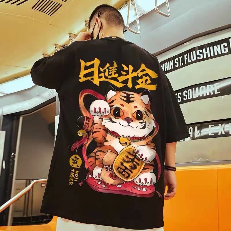 Áo Thun Tay Ngắn Dáng Rộng In Họa Tiết Hoạt Hình Phong Cách Hip Hop Thời Trang Mùa Hè Cho Nam Size M-8XL