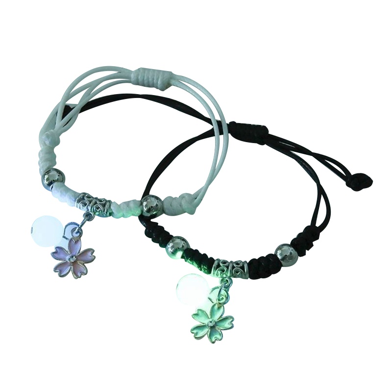 Set 2 Vòng Tay Dây Bện Thủ Công Dạ Quang Có Thể Điều Chỉnh Kích Thước