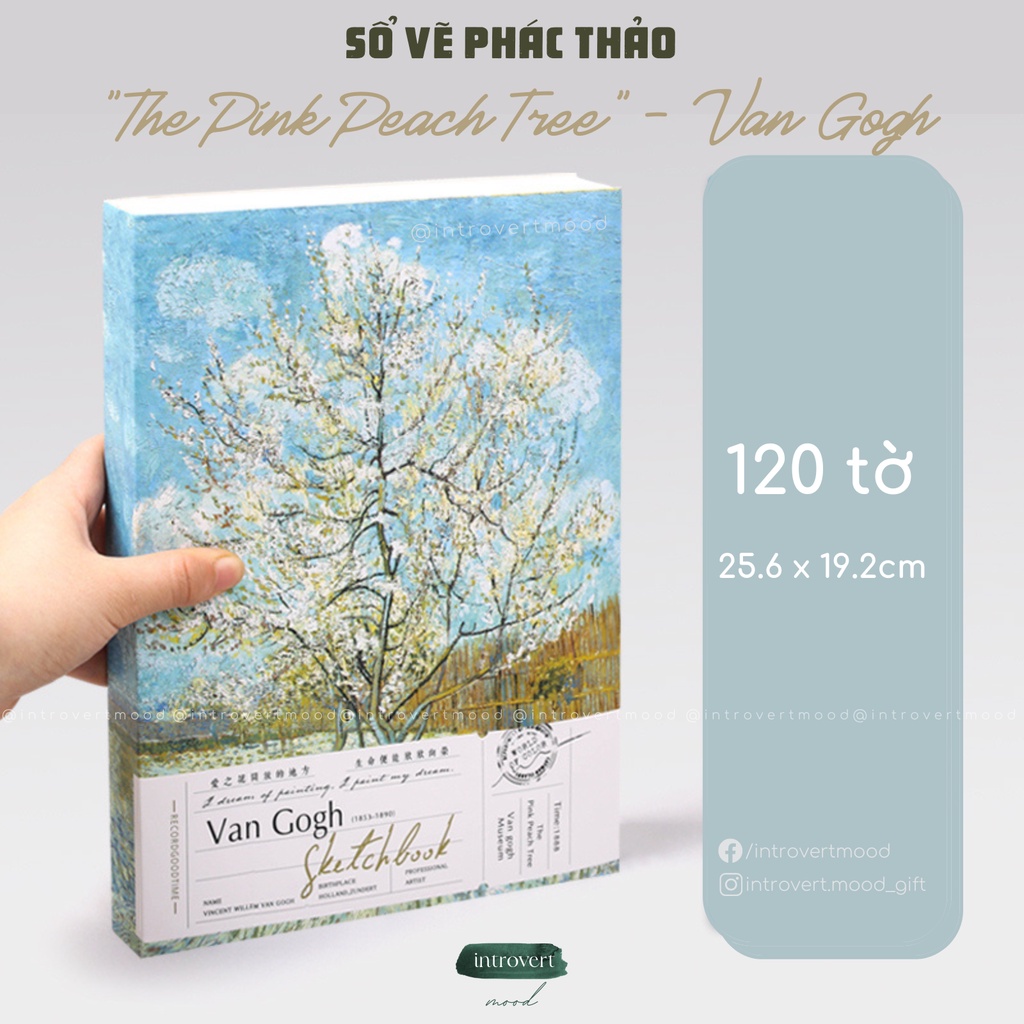 Sổ tay vẽ chì, màu chì sketchbook 120 tờ A4, bìa tranh Van Gogh