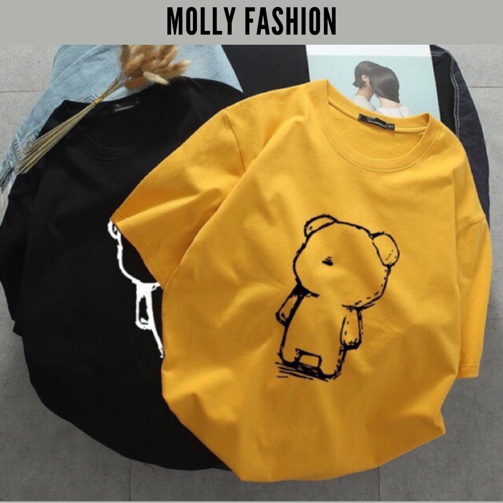 Áo thun tay lỡ  ❤️ Áo phông Unisex GẤU TEDDY form rộng Freesize dành cho nam nữ Molly Fashion