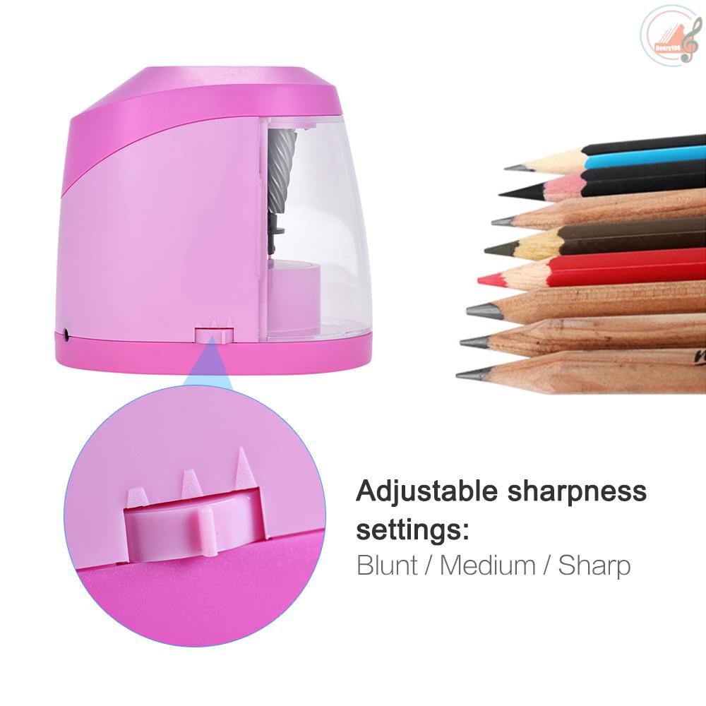 Automatic Electric Pencil Sharpener Battery or USB Powered with 3 Graphite Point Tip Modes for Home School Classroom Student Artist Crafts Kids Pink