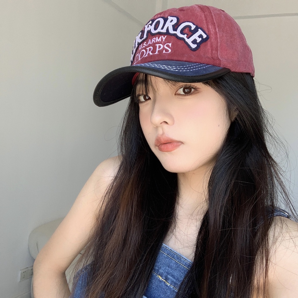 Mũ lưỡi trai da thêu chữ y2k kiểu retro thời trang xuân hè 2022 dành cho nữ