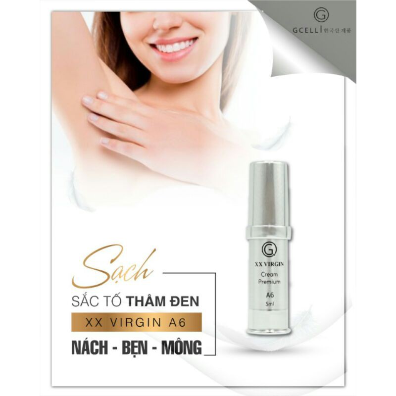 Kem khử thâm và làm trắng nách bẹn mông A6 XXVIRGIN GCELL Hàn Quốc 5ml (tặng dưỡng dài mi trị giá giá 250 k)