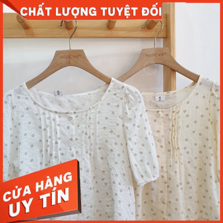 Áo Babydoll hoa nhí tay lỡ có nếp xếp ly ngực siêu xinh /hình thật