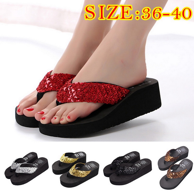 Dép Quai Ngang Chống Trượt Đính Kim Sa Lấp Lánh Thời Trang Cho Nữ
