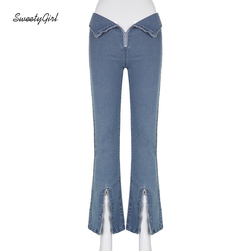 Quần Jeans Dài Lưng Cao Màu Trơn Dáng Ôm Thời Trang Cho Nữ