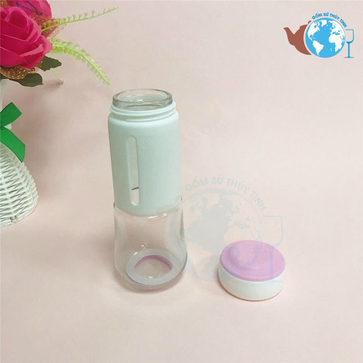 Bình đựng nước thủy tinh không gian vỏ bọc nhựa 400ml