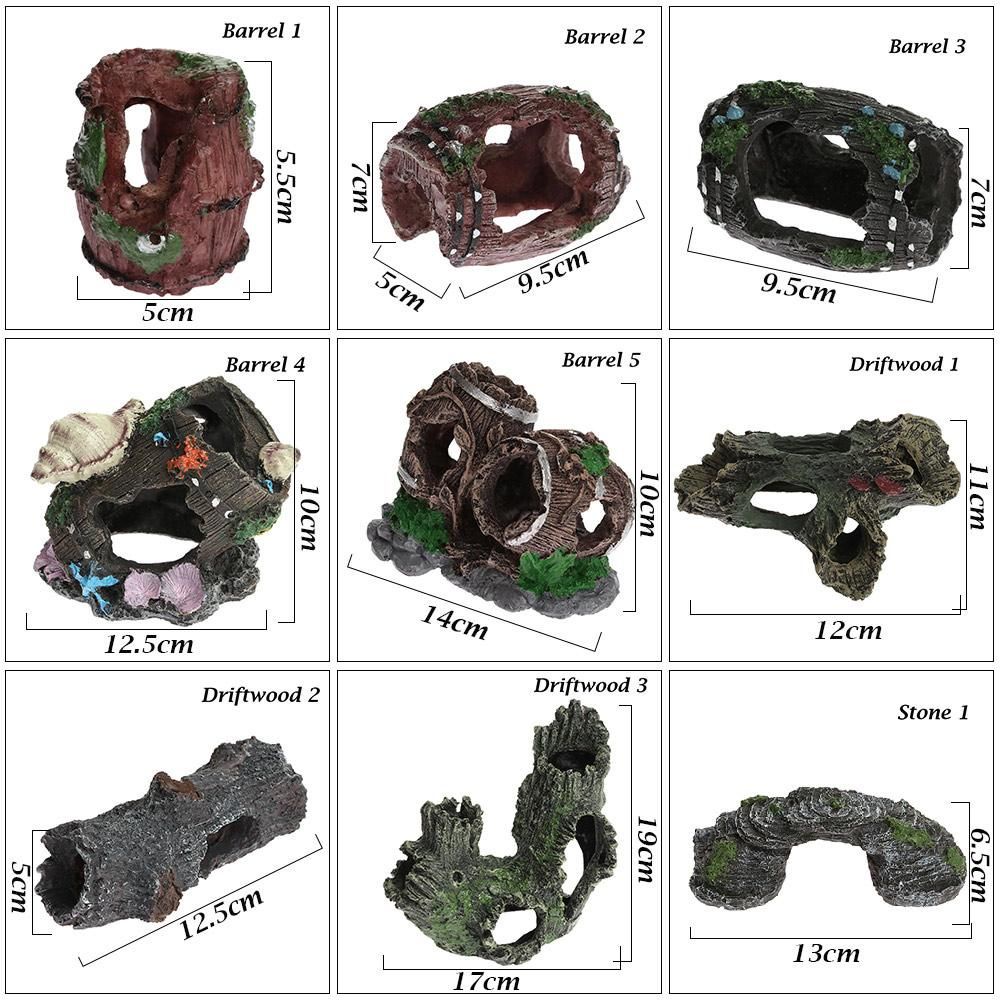 KUNHEV Phụ kiện trang trí bể cá nhiều mẫu tùy chọn chất liệu nhựa resin thời trang