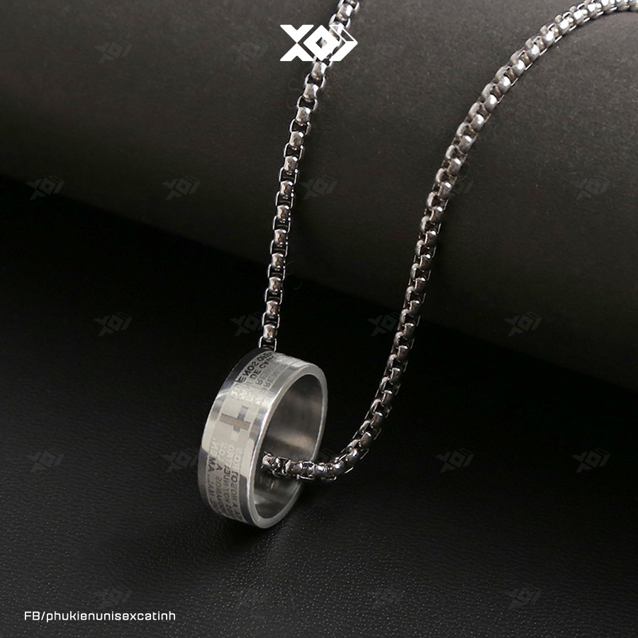 COMBO Vòng cổ Sợi Bông Sừa 3MM + Nhẫn Chữ Thập Tự Thép Titan Không Gỉ CAM KẾT CHÂT LƯỢNG