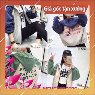 Áo khoác dù nam nữ in chữ kiểu phối màu