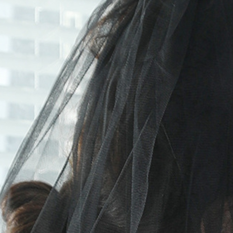 Mạng Che Mặt Vải Tuyn Màu Đen Kèm Lược 1 Tầng Cho Cô Dâu