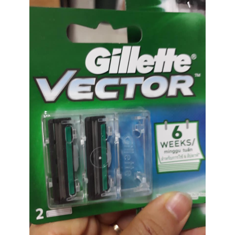 Lưỡi Dao Cạo Râu Gillette Vector Vỉ 2 Lưỡi Kép Linh Hoạt Êm Ái Chính Hãng