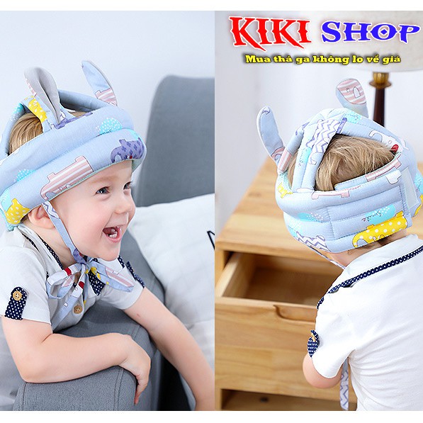 Mũ bảo vệ đầu cho bé 5-30 tháng tuổi, nón tập ngồi, tập đi sợi vải Polyester thoáng mát, Kiki shop