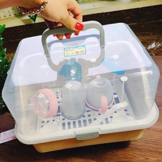 Khay úp bình sữa có nắp đậy - kèm kẹp tiệt trùng 🍼🍼🍼