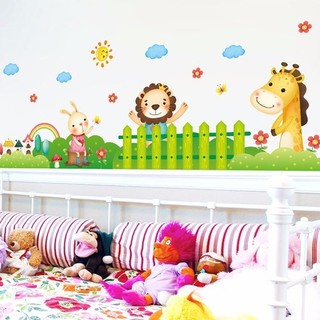Decal dán tường hàng rào động vật cho bé