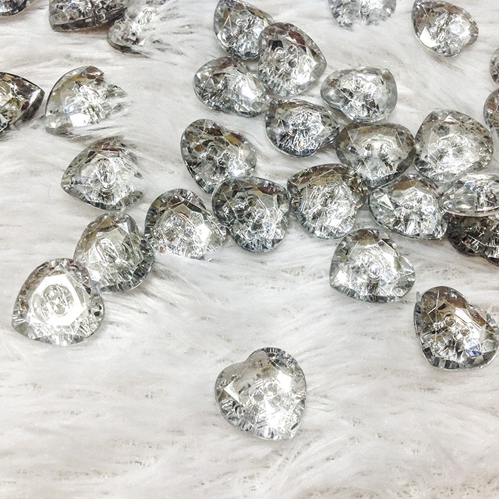 Cúc áo trái tim nút khuy ánh bạc pha lê size 1.5CM lấp lánh siêu đẹp