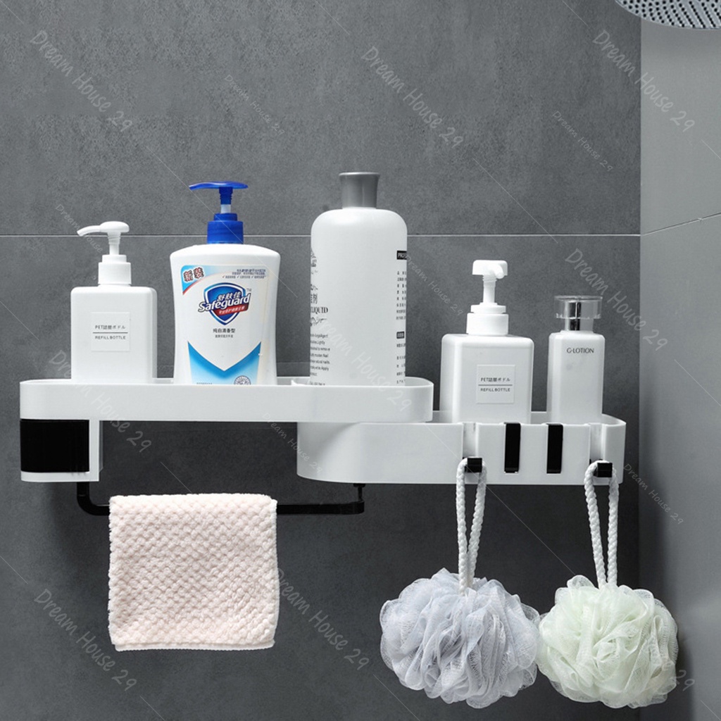 Kệ nhà tắm đựng đồ đa năng nhựa abs cao cấp 2 tầng, kệ đựng đồ nhà tắm có móc treo ngăn kéo đựng đồ kích thước 58x11cm