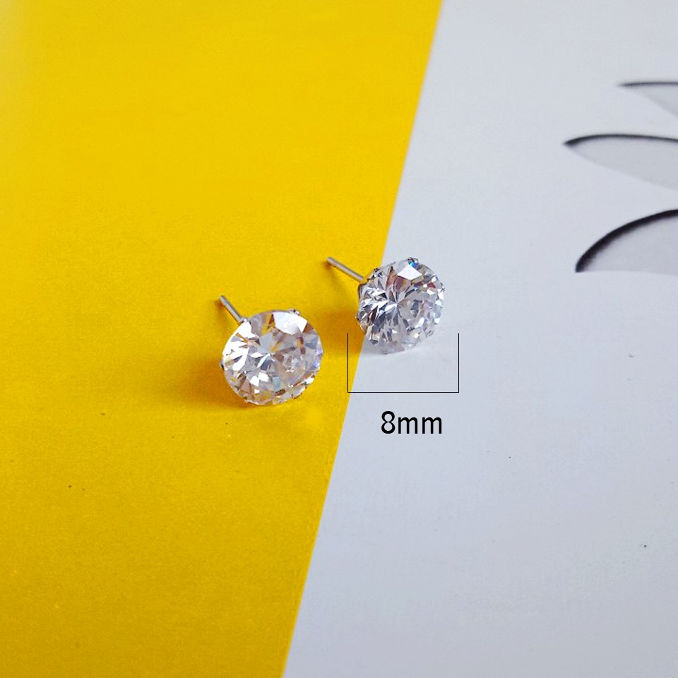 Bông tai nam nữ nụ đá sáng chớp lấp lánh 8mm khuyên tai style hàn quốc - namimi