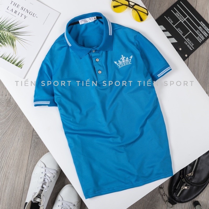 ÁO Thun Nam cổ Bẻ - Áo Cổ bẻ thêu lôgô vải cotton gai