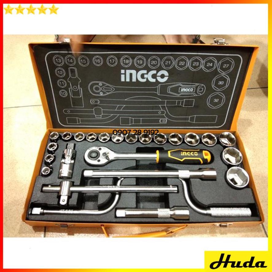 Bộ 24 - 25 cái đầu tuýp (1/2 inch) &amp; cần 2 chiều Total - Ingco 1234