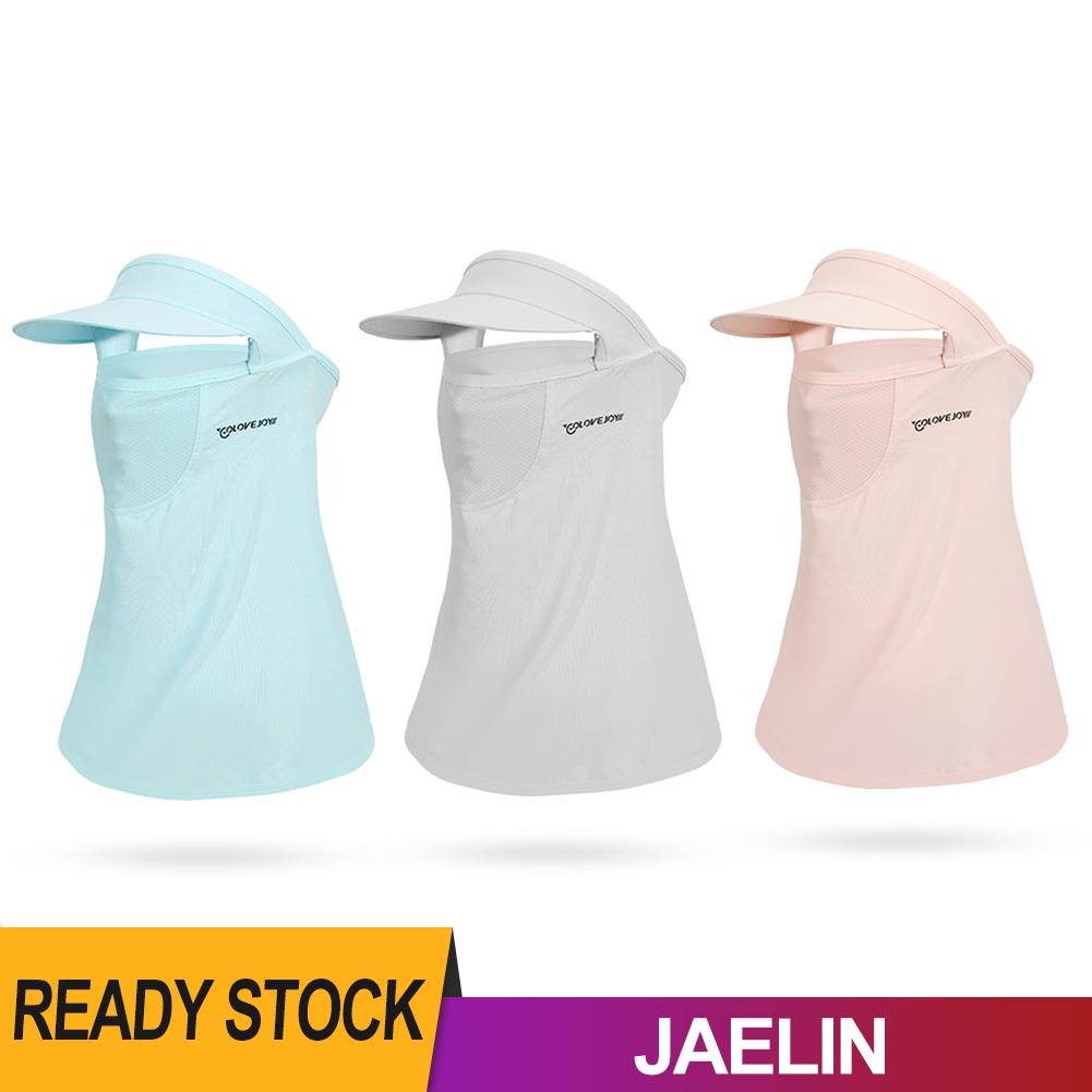 Mũ che nắng UV UPF 50+ có khẩu trang che mặt đeo cổ bằng lụa cho chơi thể thao ngoài trời