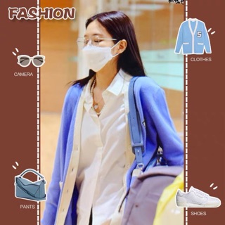 sẵn S Áo khoác len Cảdigan xanh giống Jennie