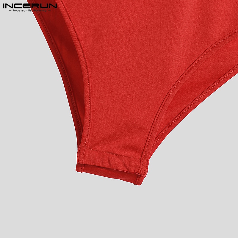 Áo lưới liền quần INCERUN xuyên thấu không tay gợi cảm cho nam