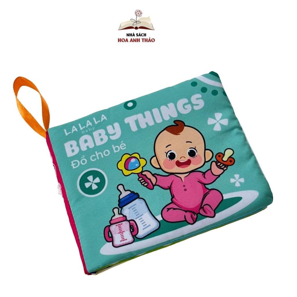 Sách vải cho bé sơ sinh 0 đến 12 tháng Lalala baby, an toàn tuyệt đối, kích thước 12x11cm, 8 mặt sột soạt. MẪU MỚI