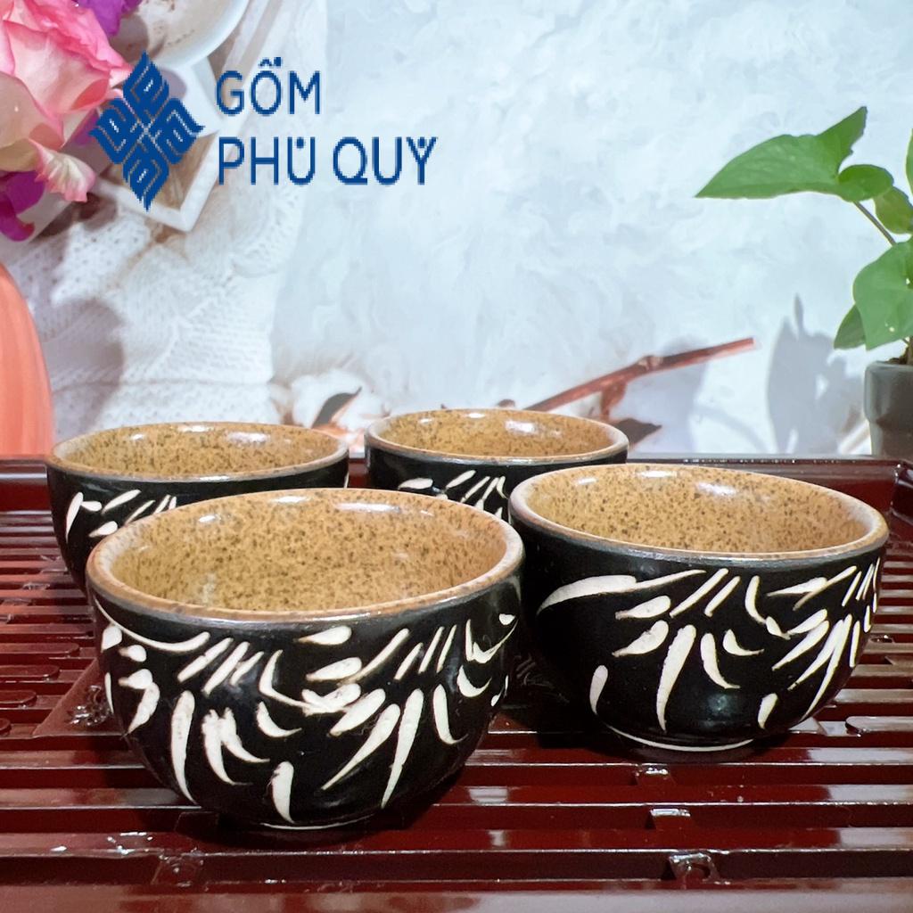 Bộ Ấm Trà ⚱ Gốm Sứ Bát Tràng ⚱ Bộ Ấm Chén Uống Trà Gốm Trúc Men Hoả Biến Gomphuquy Th04