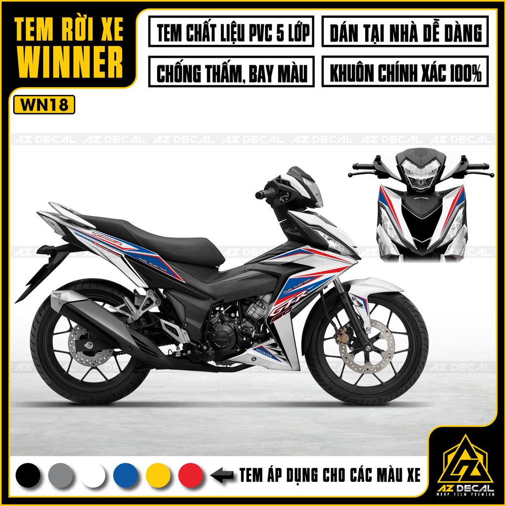 Tem Xe Winner 150 Mẫu GTR | WN18 | Chất Liệu Decal PVC Chống Nước, Chống Bay Màu, Dễ Dán