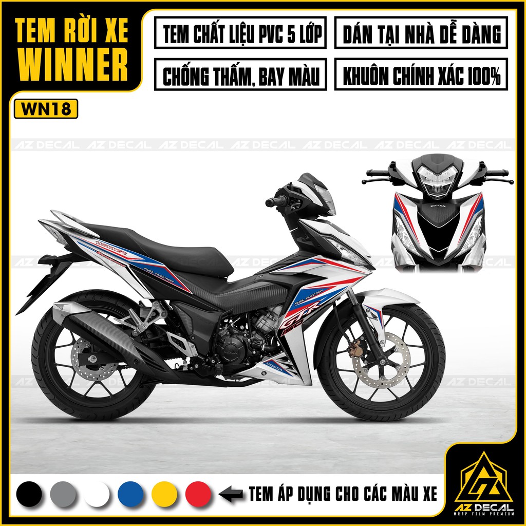 Tem Xe Winner 150 Mẫu GTR |WN18| Chất Liệu PVC 5 Lớp Chống Nước, Chống Bay Màu