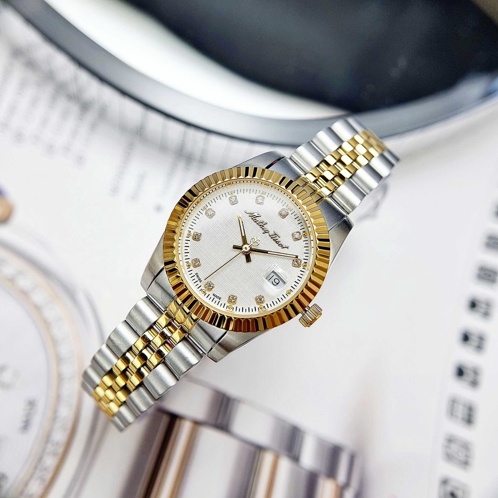 Đồng hồ Nữ Mathey Tissot D810BI Quartz Dây Sắt Demi Gold